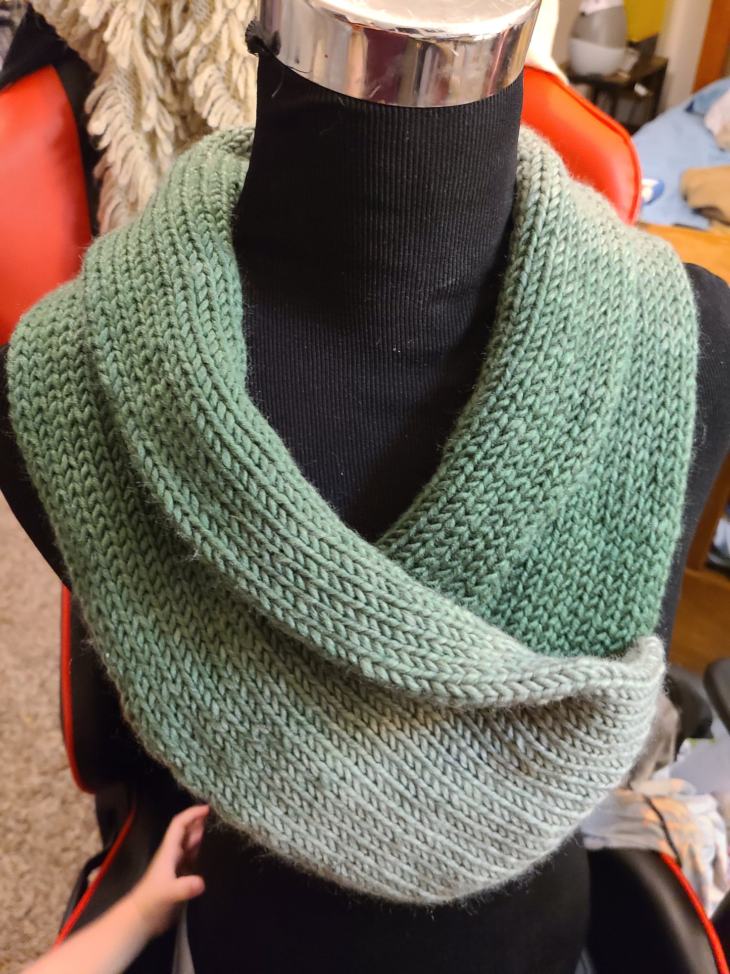 Cell Phone Scarf Green and Grey